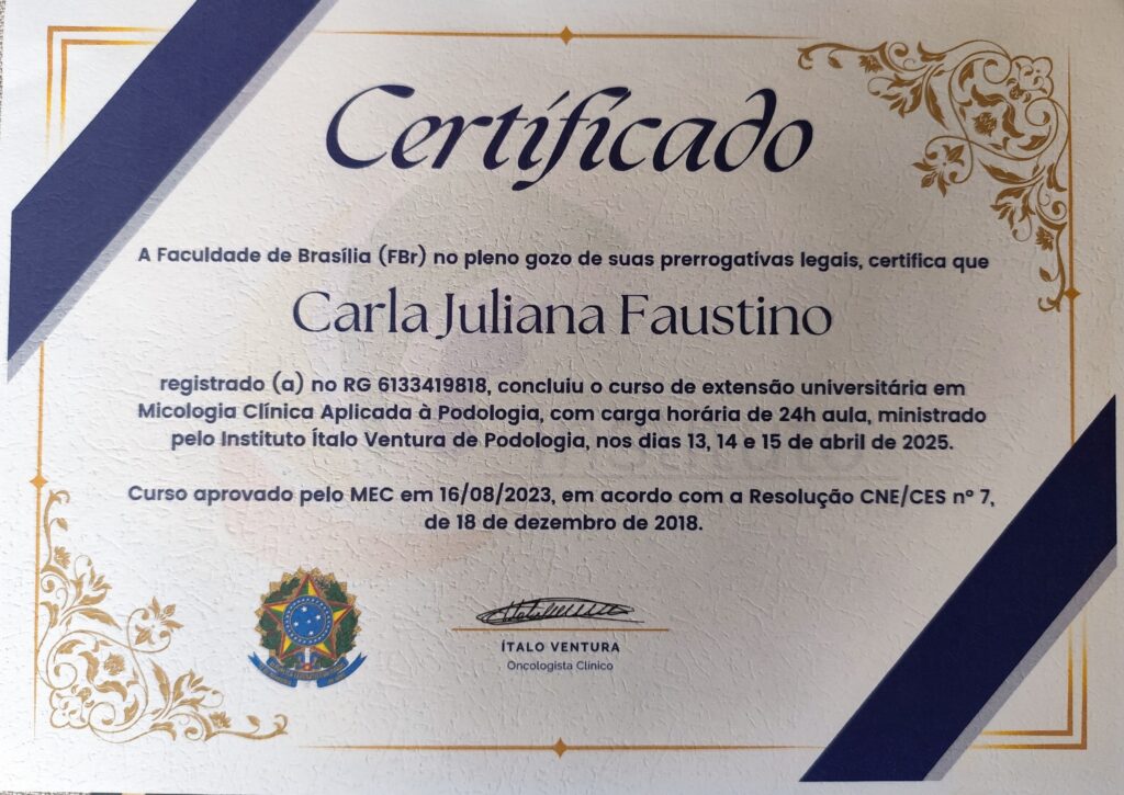 Curso de Extensão Universitária em Micologia Aplicada á Podologia.
13 ao 15_Abril_2025.